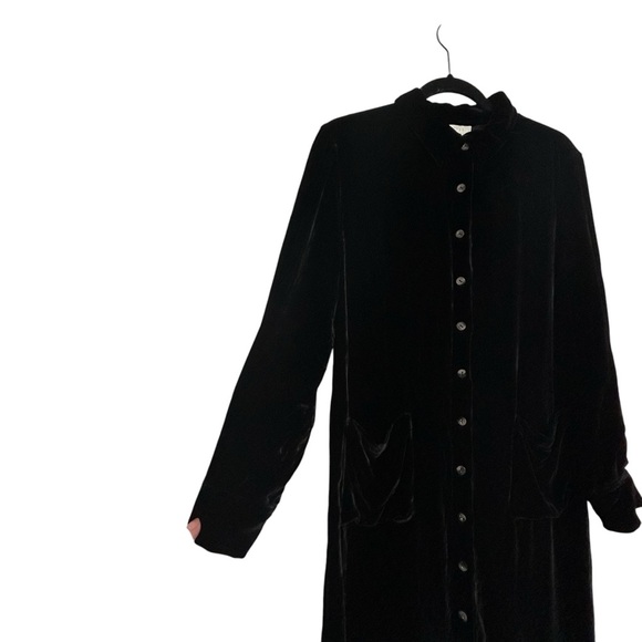 J. Jill Vtg. Black Velvet Long Line Button-Up Duster Coat/Cardigan Sz 6P - Picture 7 of 14